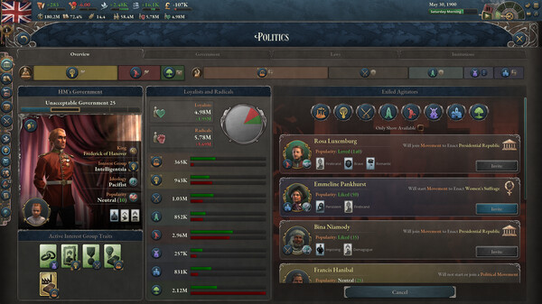 Screenshot 1 of Victoria 3: Voice of the People